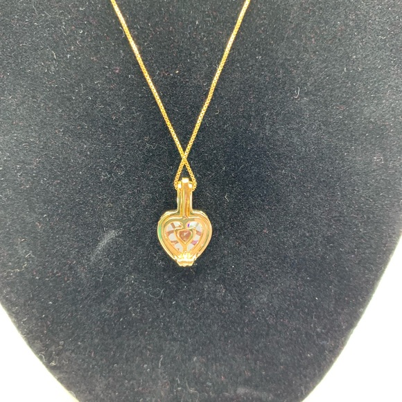 Gold Heart Necklace with Interchangeable Colored Jewels - Picture 4 of 6